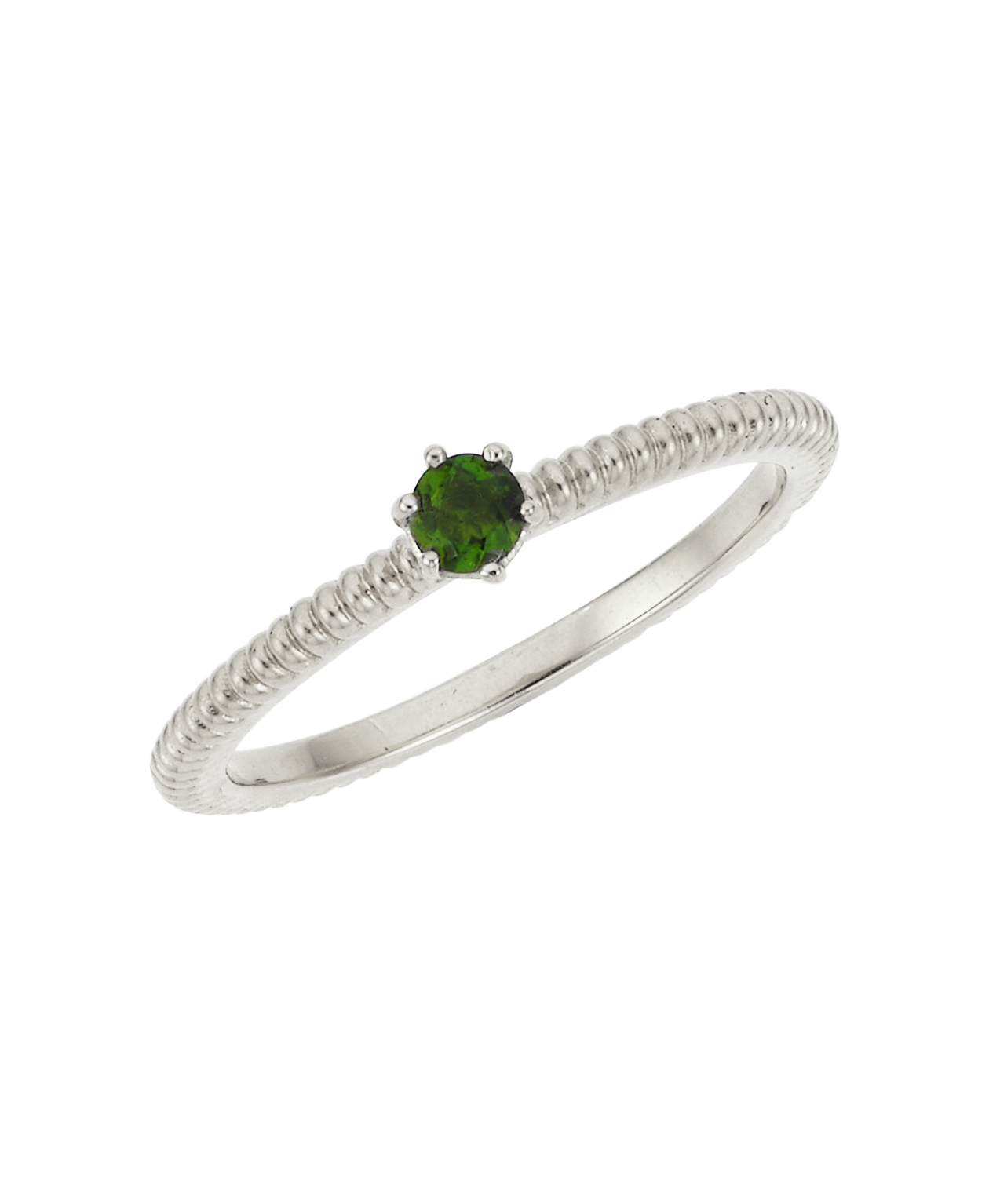 Anchored Stacker Ring - 925 Sterling Silver, Chrome Diopside