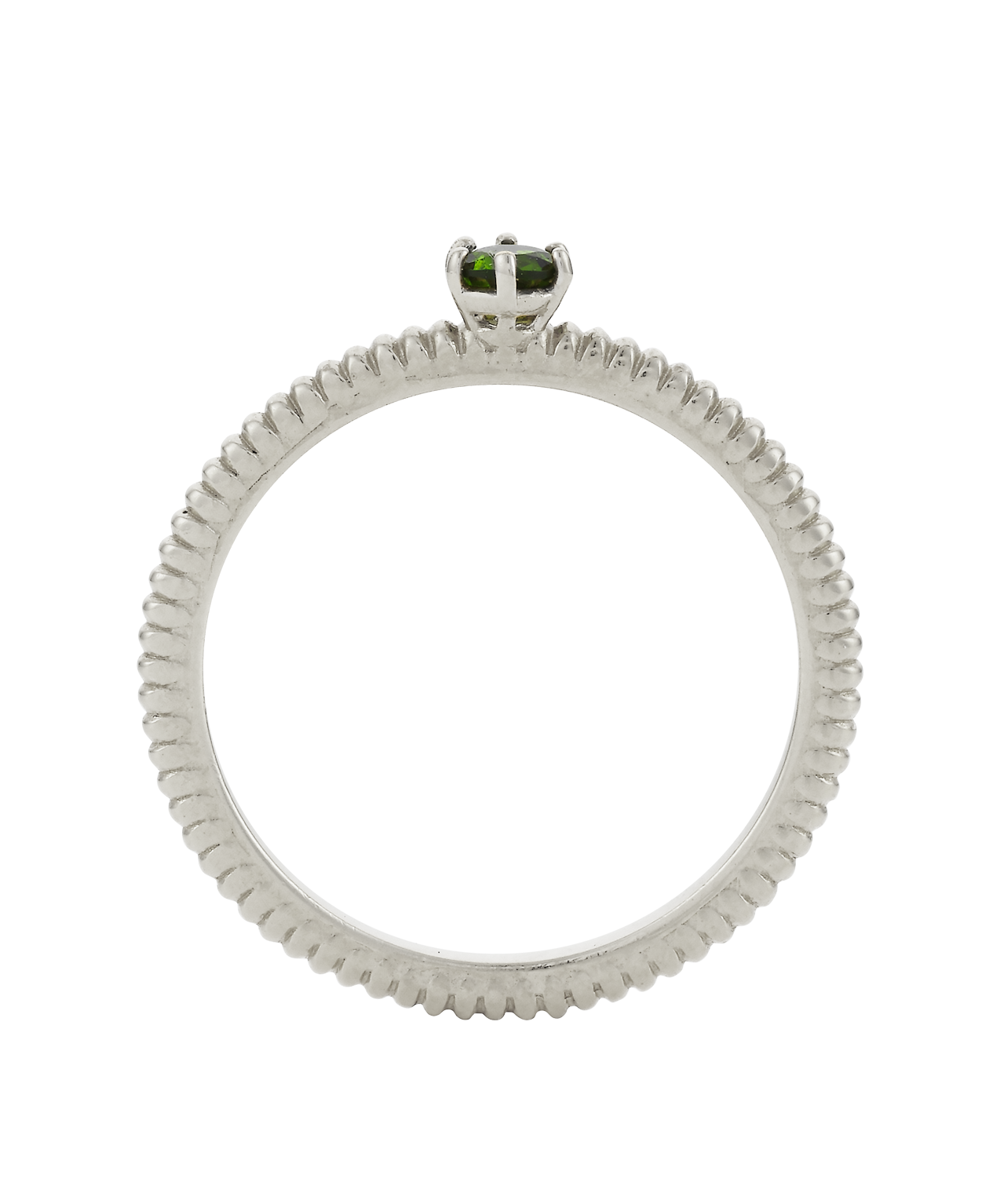 Anchored Stacker Ring - 925 Sterling Silver, Chrome Diopside