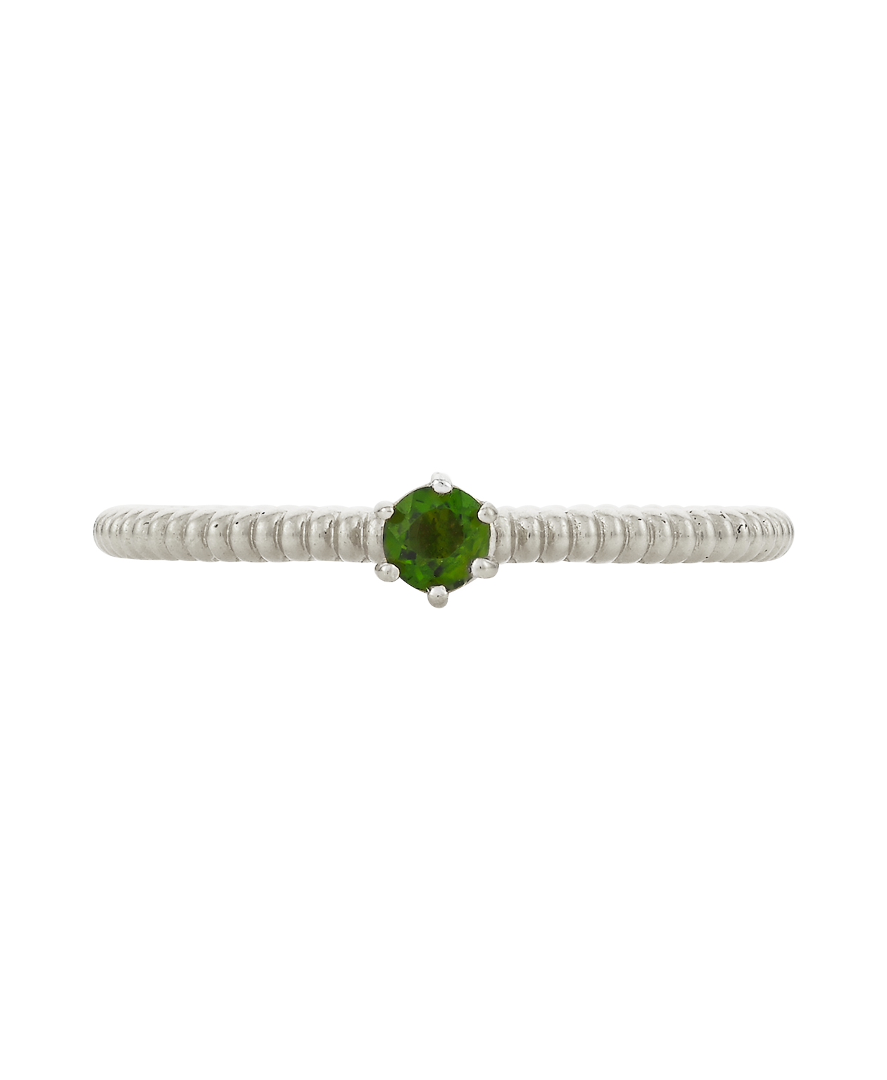 Anchored Stacker Ring - 925 Sterling Silver, Chrome Diopside