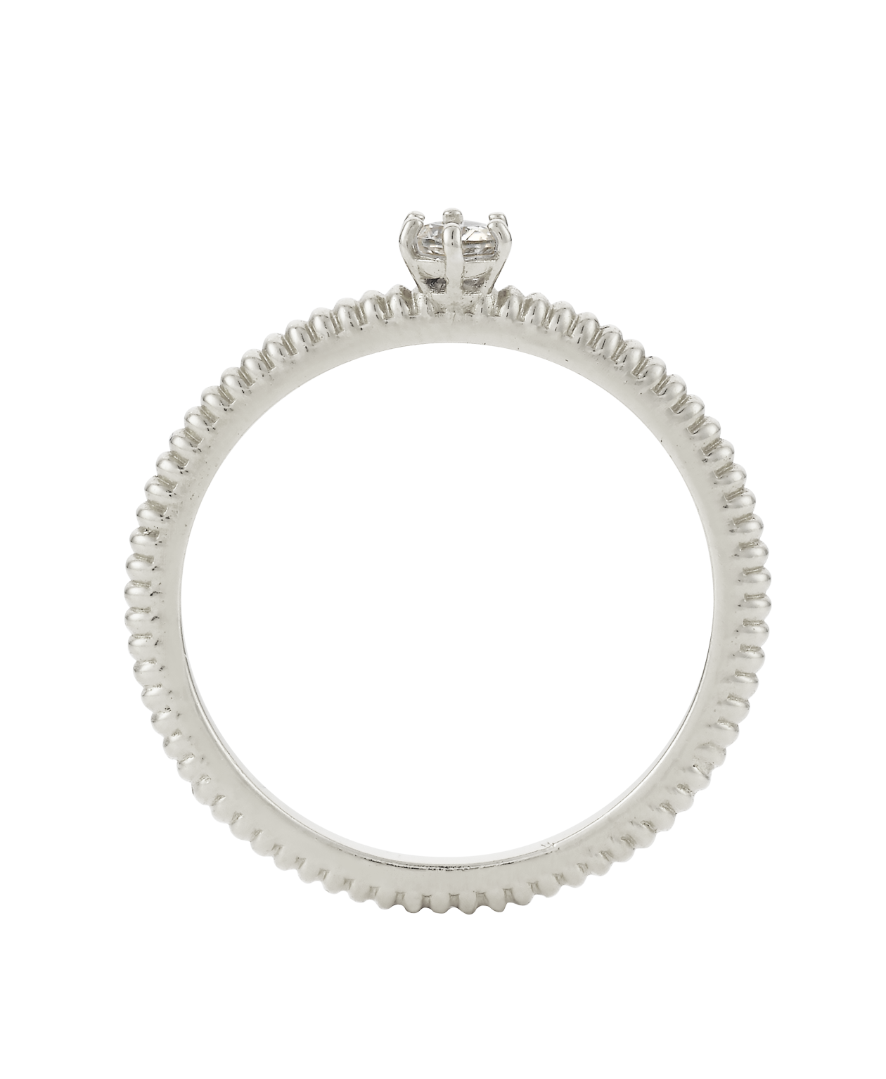 Anchored Stacker Ring - 925 Sterling Silver, White Zircon