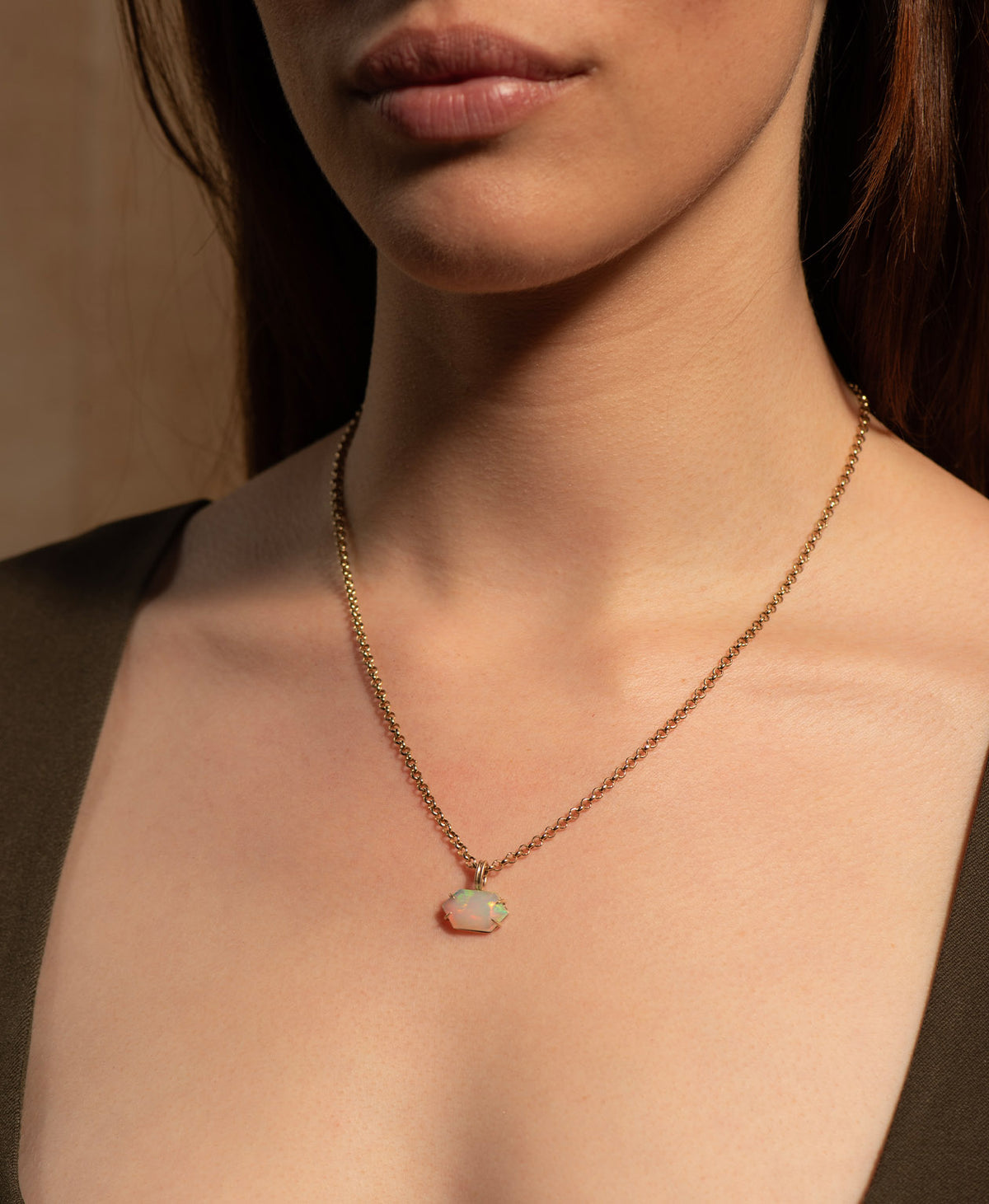One of a Kind Charm 522 - 9k Yellow Gold, Opal