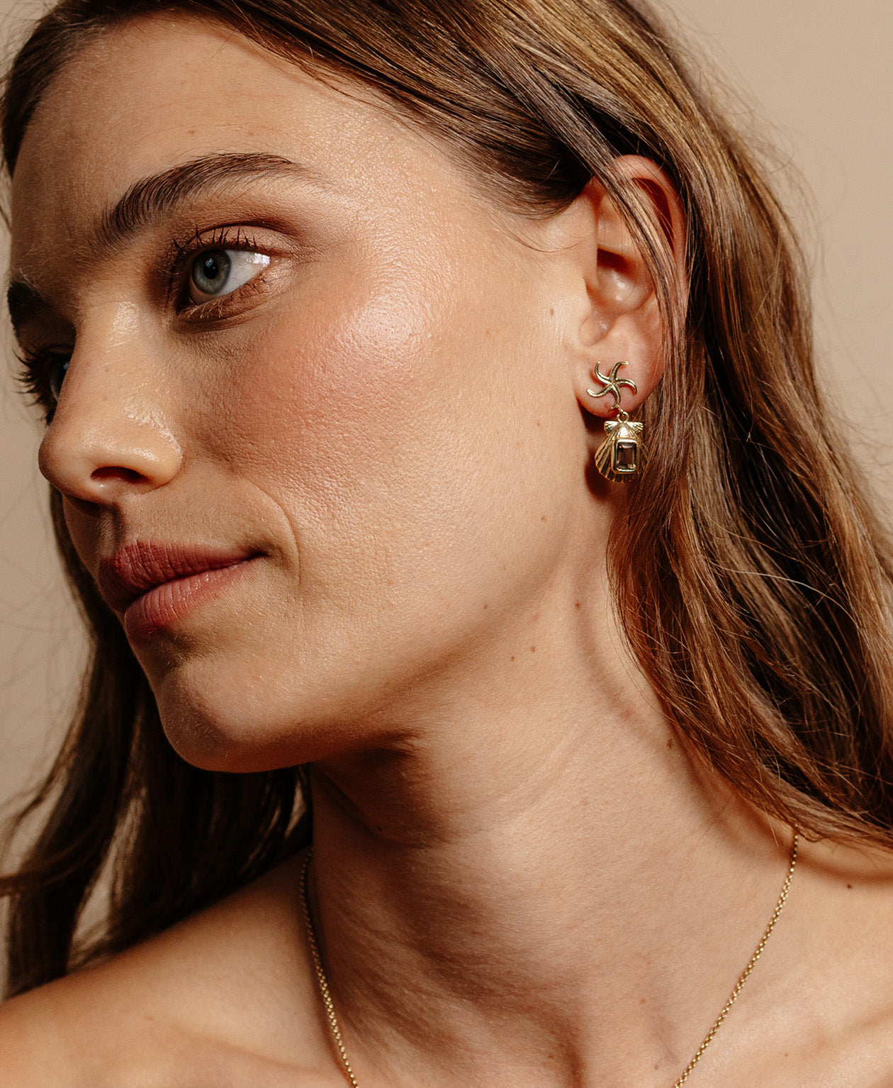 Alara Earrings - 22k Gold Vermeil, Smoky Quartz