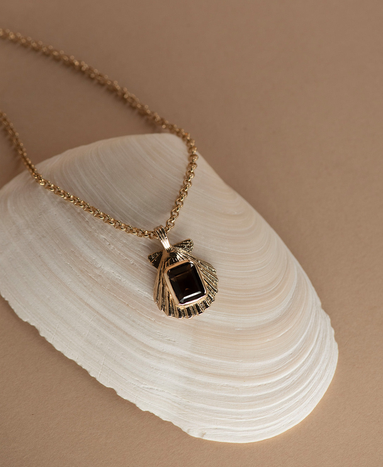 Alara Necklace - 22k Gold Vermeil, Smoky Quartz