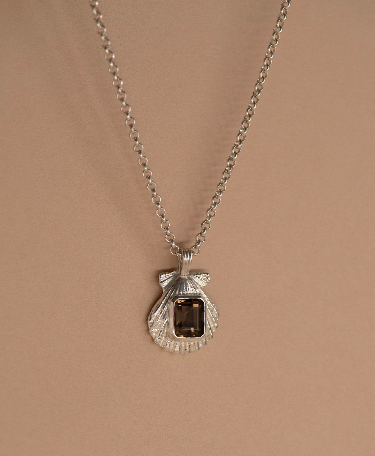 Alara Necklace - 925 Sterling Silver, Smoky Quartz