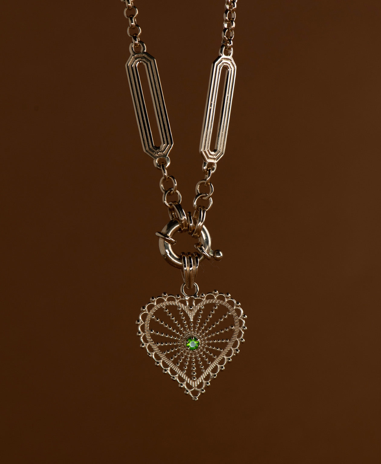 Amor Charm - 22k Gold Vermeil, Chrome Diopside