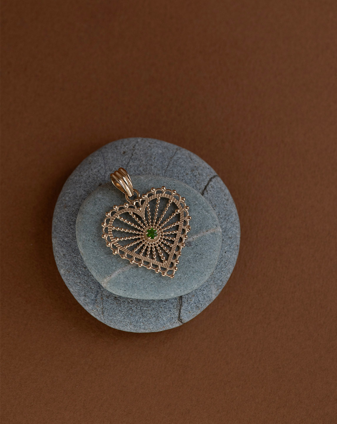 Amor Charm - 22k Gold Vermeil, Chrome Diopside