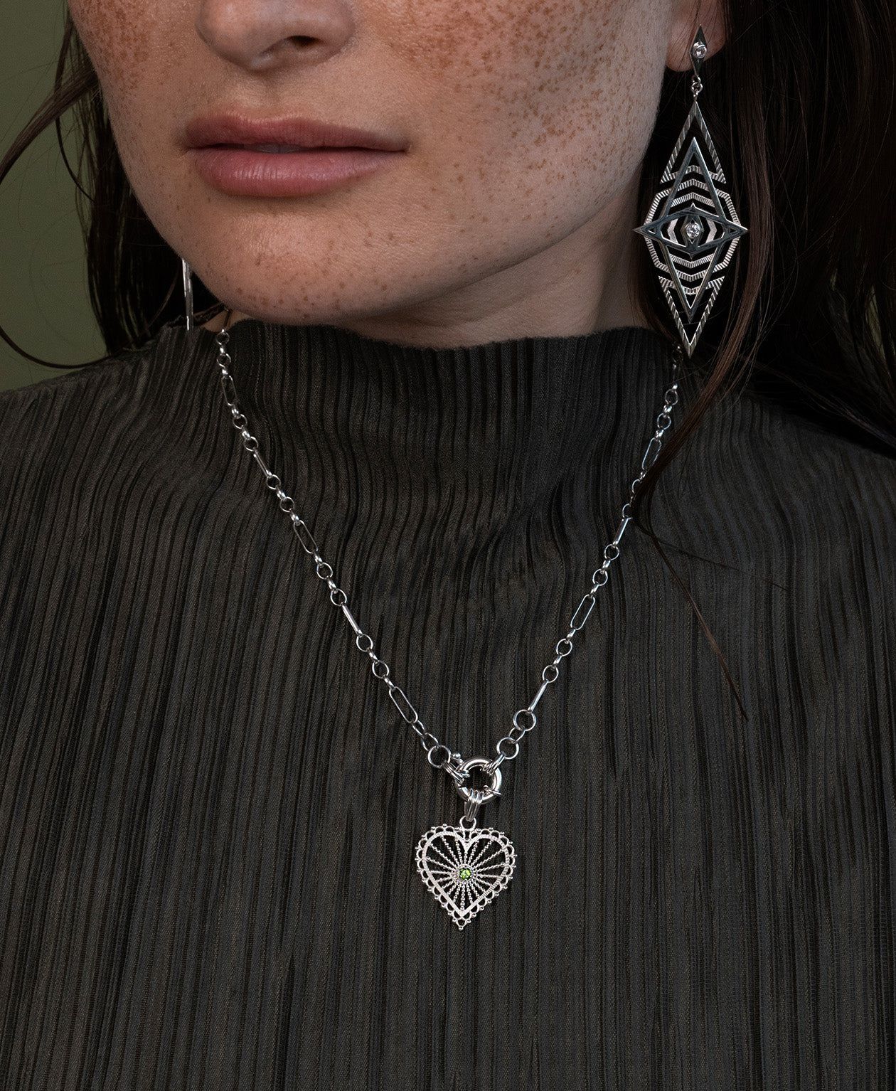 Amor Charm - 925 Sterling Silver, Chrome Diopside