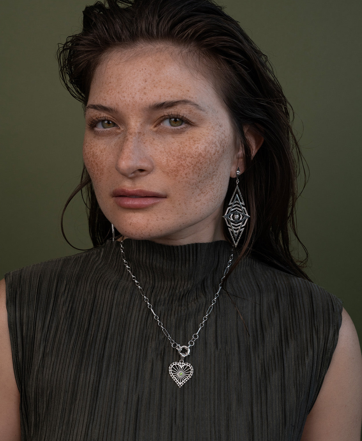 Amor Charm - 925 Sterling Silver, Chrome Diopside