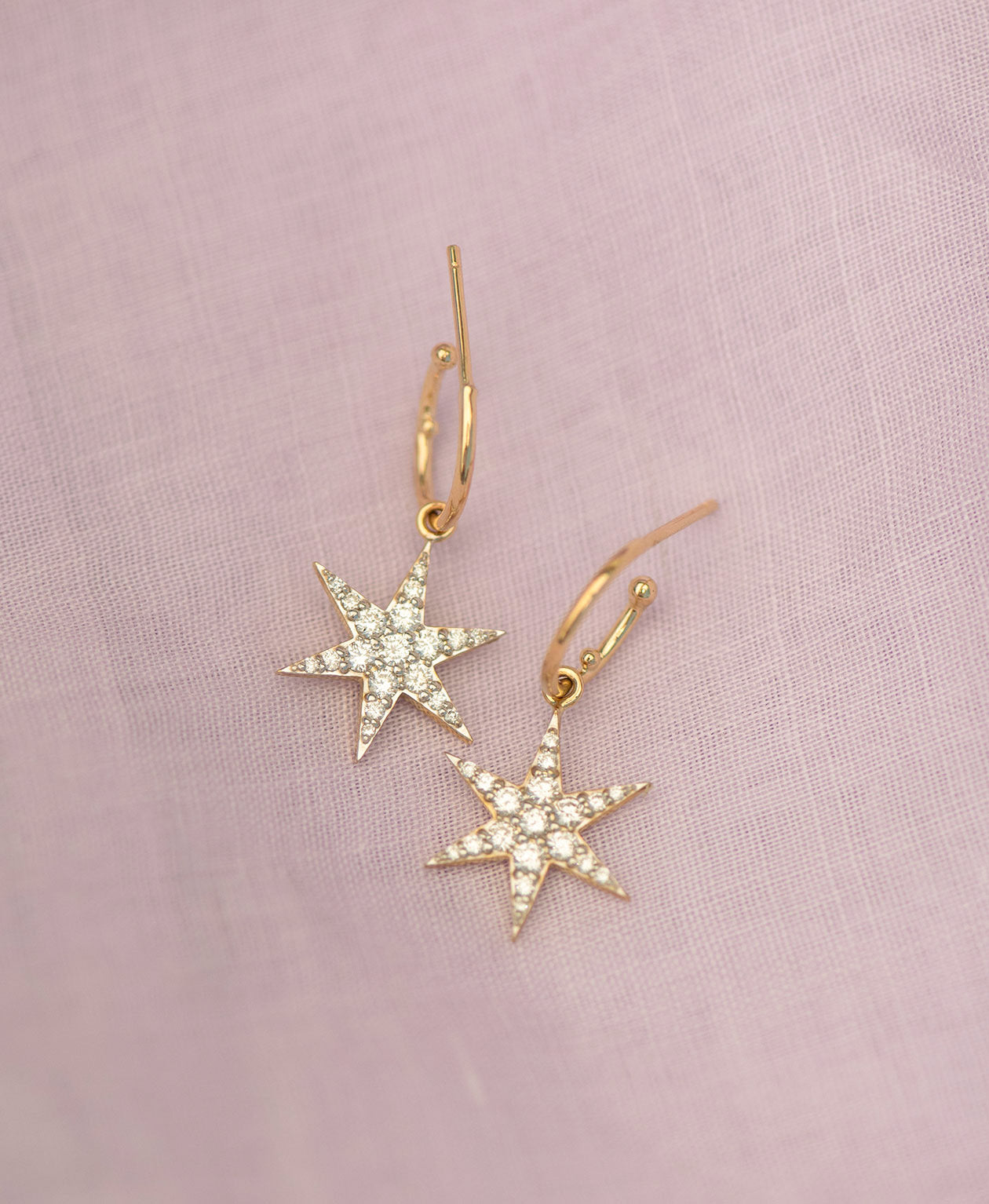 Anahata Hoops - 9k Yellow Gold, Diamond