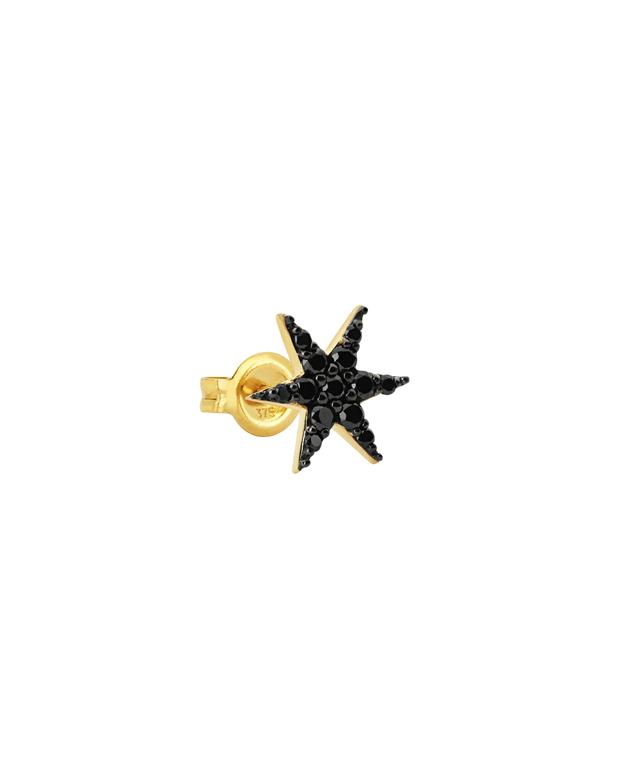 Mini Anahata Studs - 9k Yellow Gold, Black Diamond