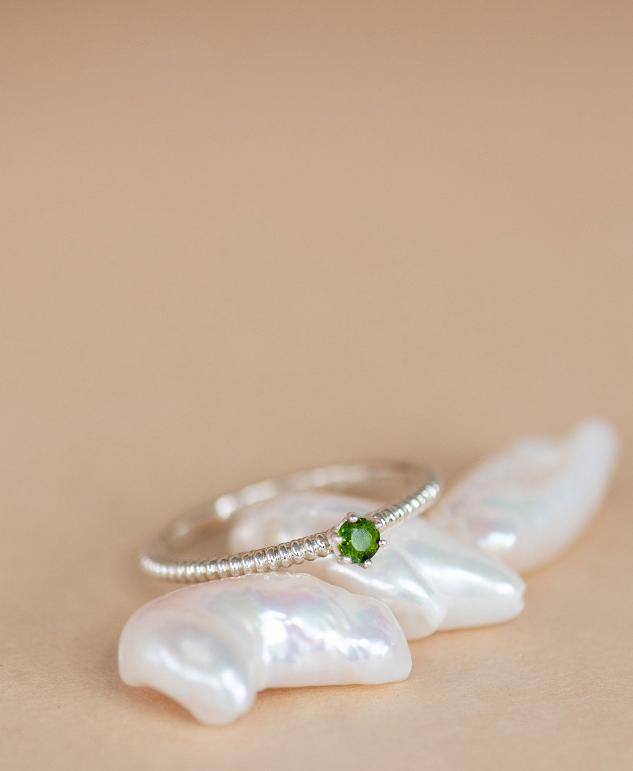 Anchored Stacker Ring - 925 Sterling Silver, Chrome Diopside