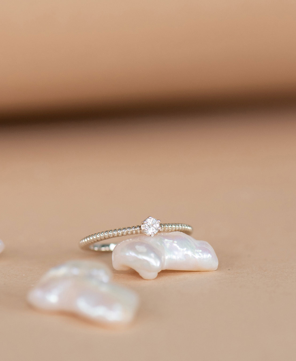 Anchored Stacker Ring - 925 Sterling Silver, White Zircon