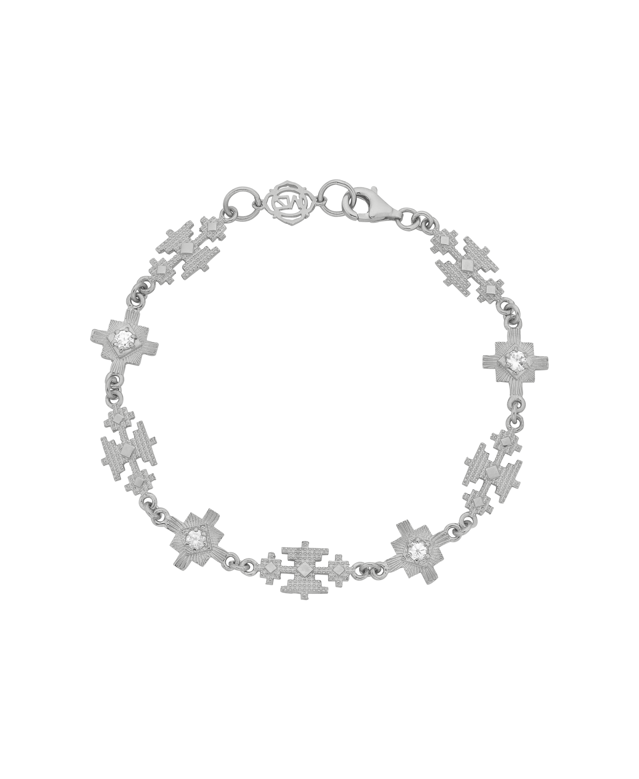 Ayllu Bracelet - 925 Sterling Silver, White Zircon