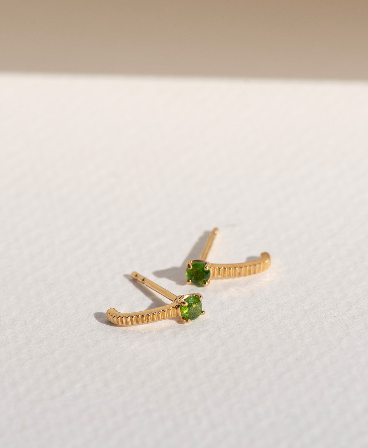 Bianca Earrings- 22k Gold Vermeil, Chrome Diopside