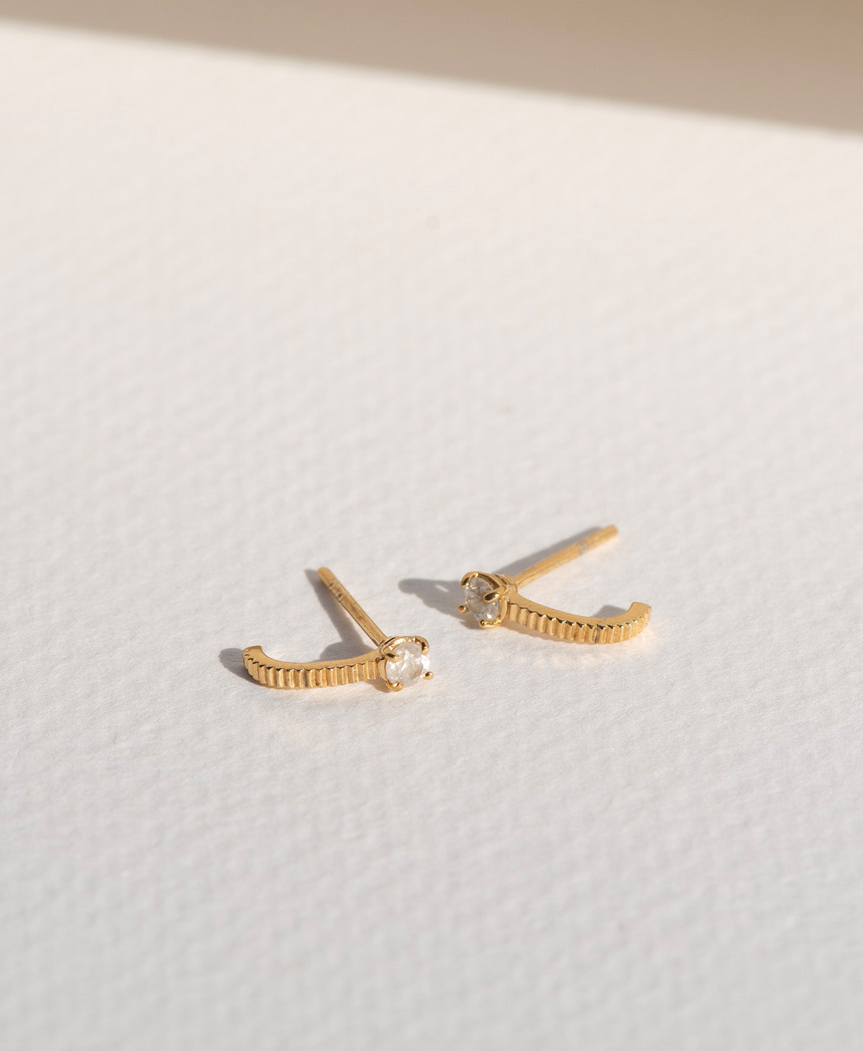 Bianca Earrings - 22k Gold Vermeil, White Zircon