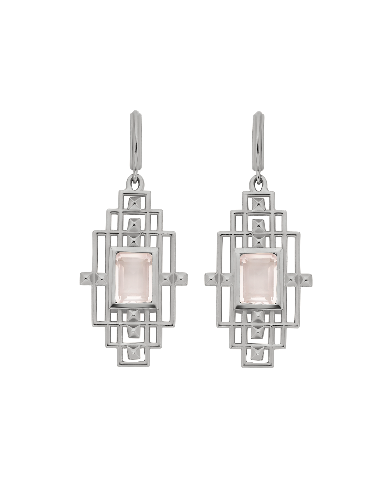Bliss Earrings - 925 Sterling Silver, Rose Quartz