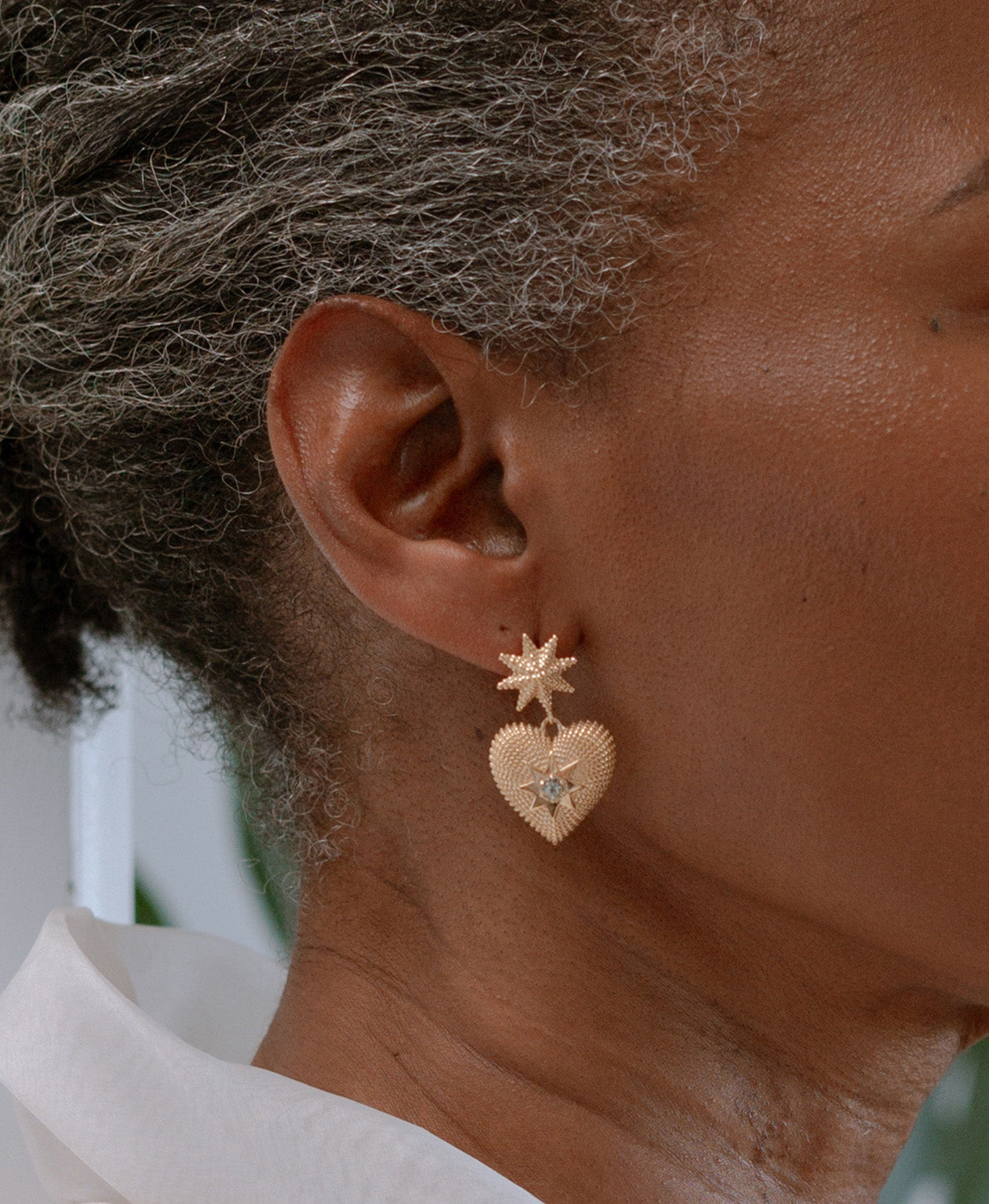 Brave Heart Earrings - 22k Gold Vermeil, Aquamarine