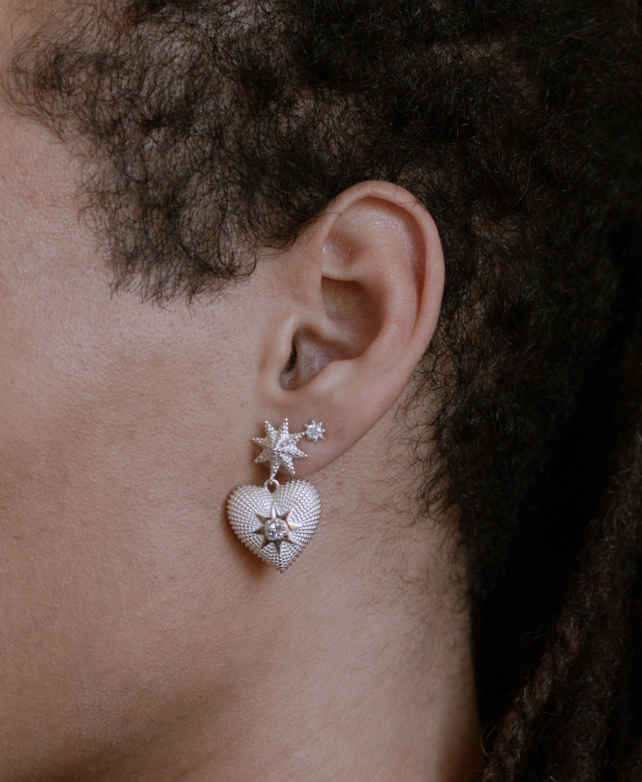 Brave Heart Earrings - 925 Sterling Silver, Aquamarine