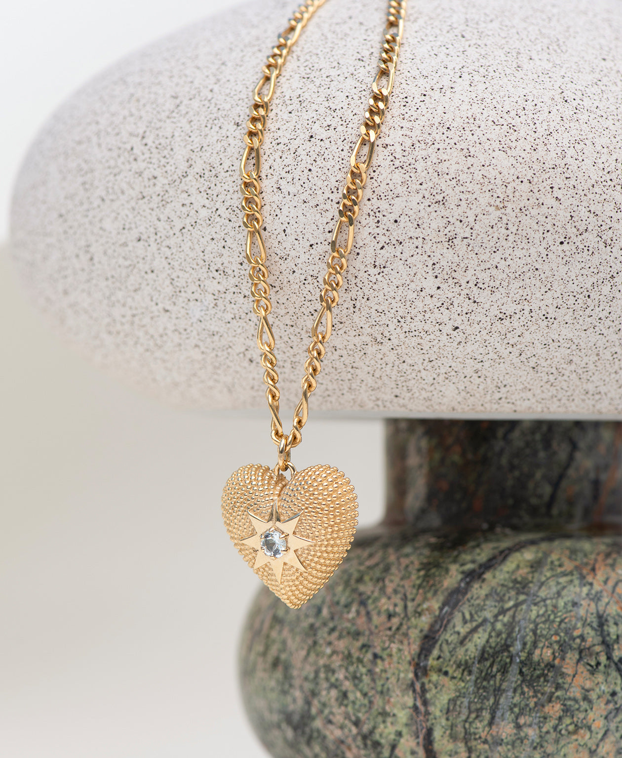 Brave Heart Necklace 22k Gold Vermeil, Aquamarine Zoë Morgan NZ