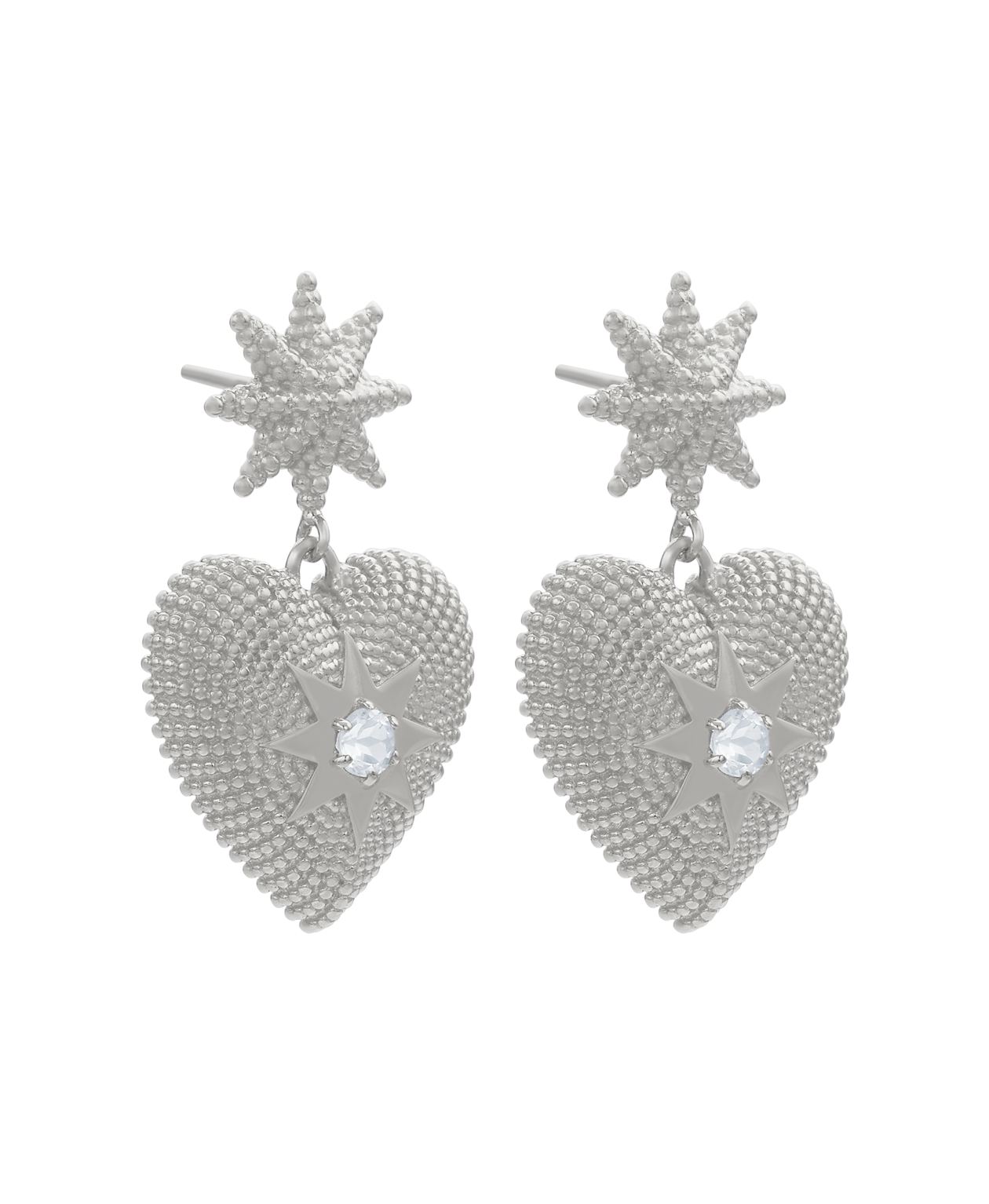Brave Heart Earrings - 925 Sterling Silver, Aquamarine