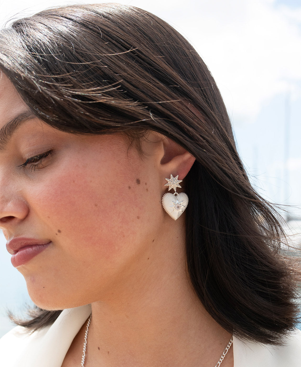 Brave Heart Earrings - 925 Sterling Silver, Rose Quartz