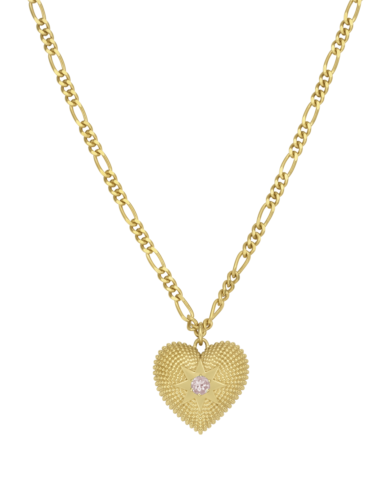 Brave Heart Necklace - 22k Gold Vermeil, Rose Quartz