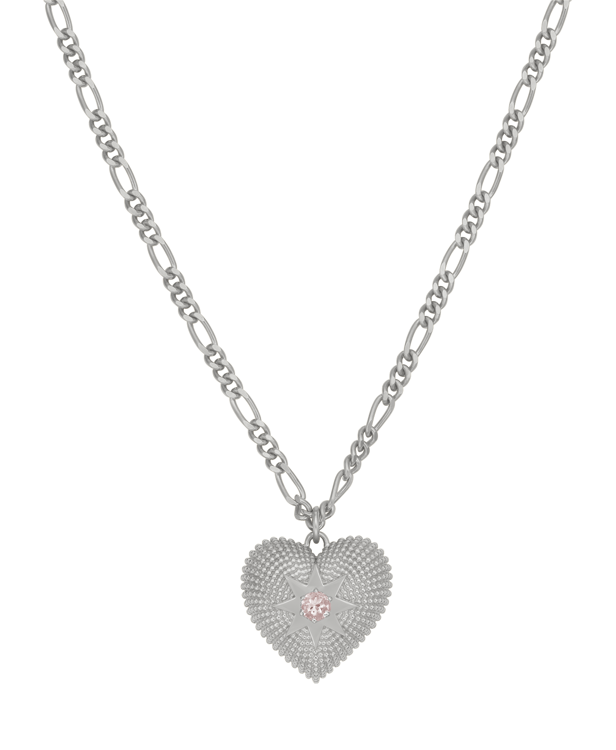 Brave Heart Necklace - 925 Sterling Silver, Rose Quartz