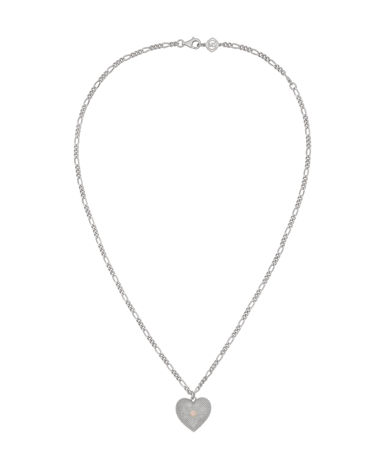 Brave Heart Necklace - 925 Sterling Silver, Rose Quartz