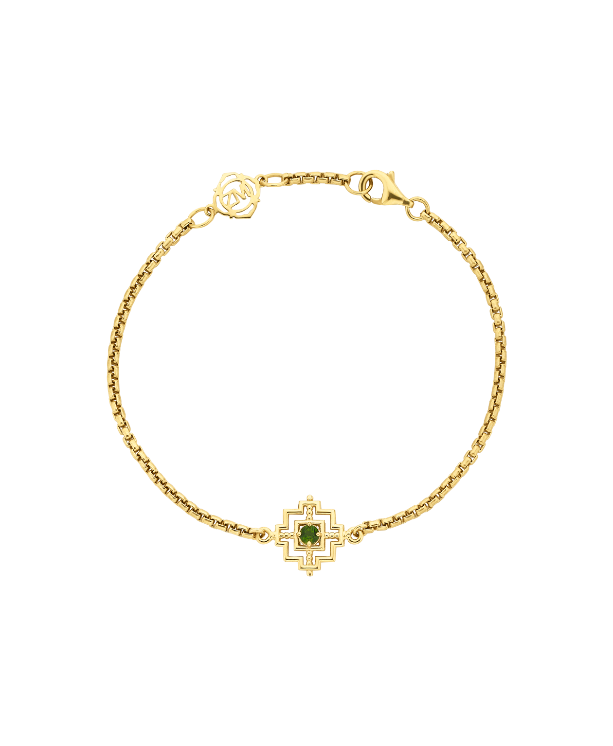 Centred Bracelet - 22k Gold Vermeil, Chrome Diopside