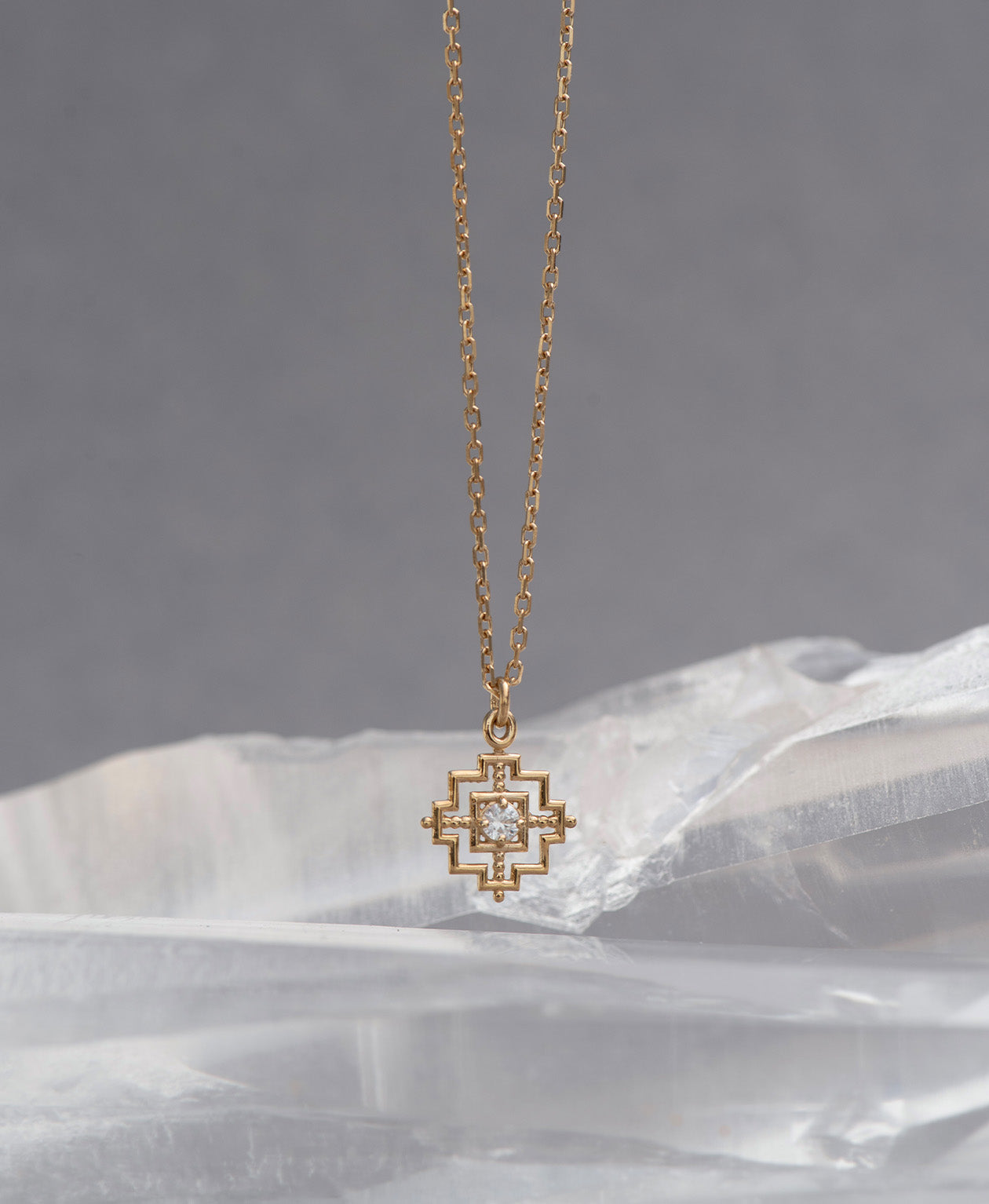 Centred Necklace 22k Gold Vermeil, White Zircon Zoë Morgan NZ