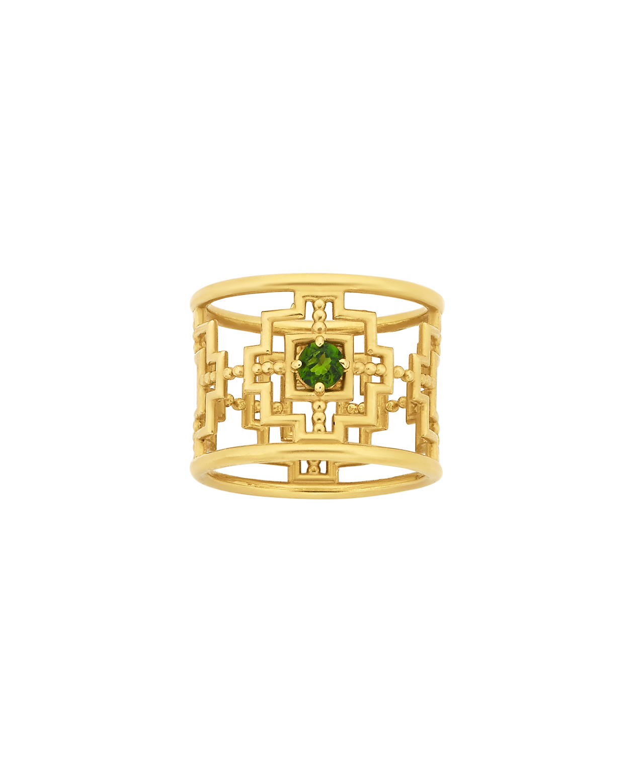 Centred Ring - 22k Gold Vermeil, Chrome Diopside