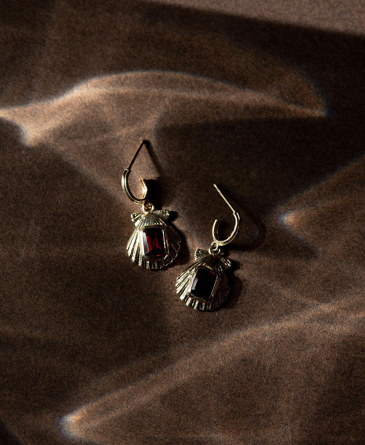 Cordelia Earrings - 22k Gold Vermeil, Rhodolite Garnet