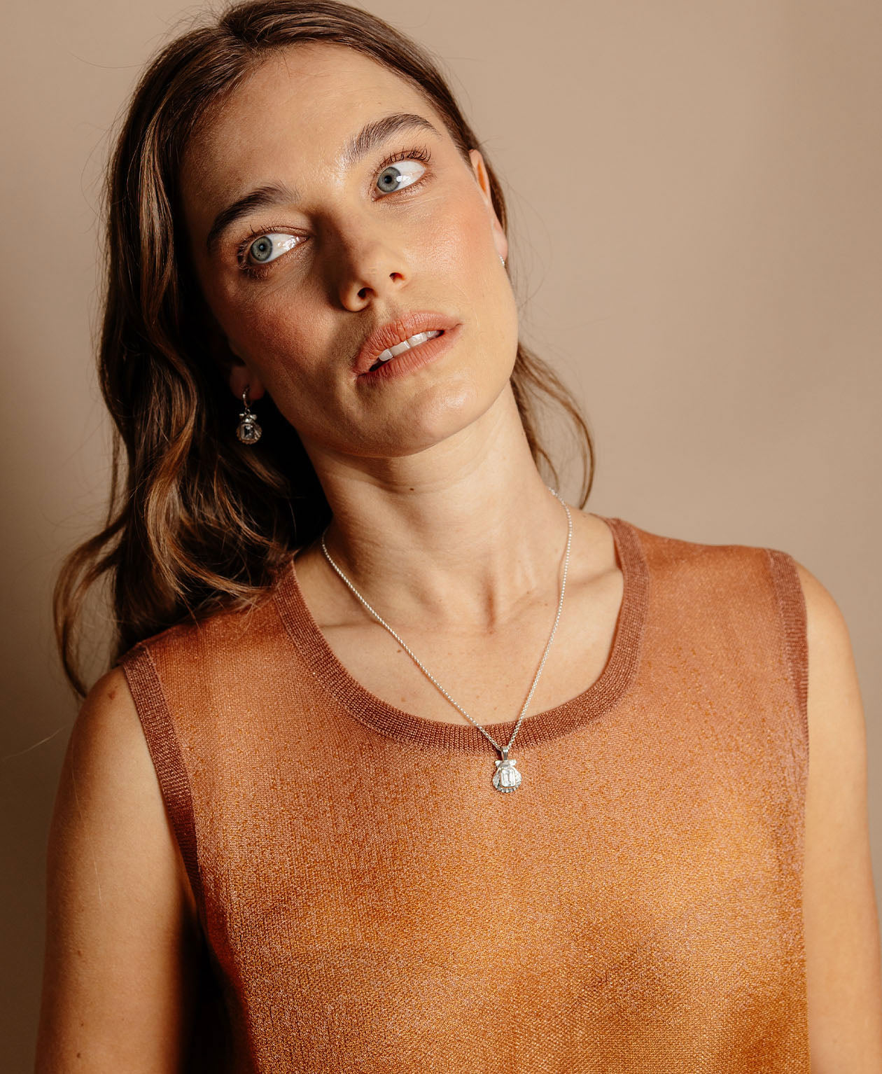 Cordelia Necklace - 925 Sterling Silver, White Topaz