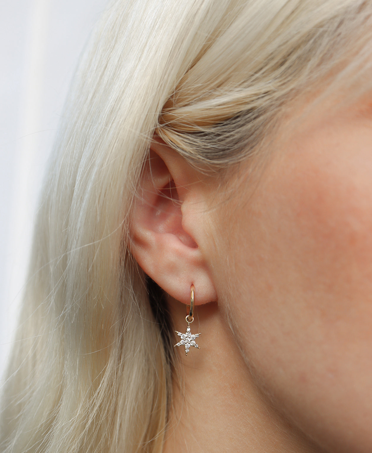 Mini Anahata Hoops - 9k Yellow Gold, Diamond