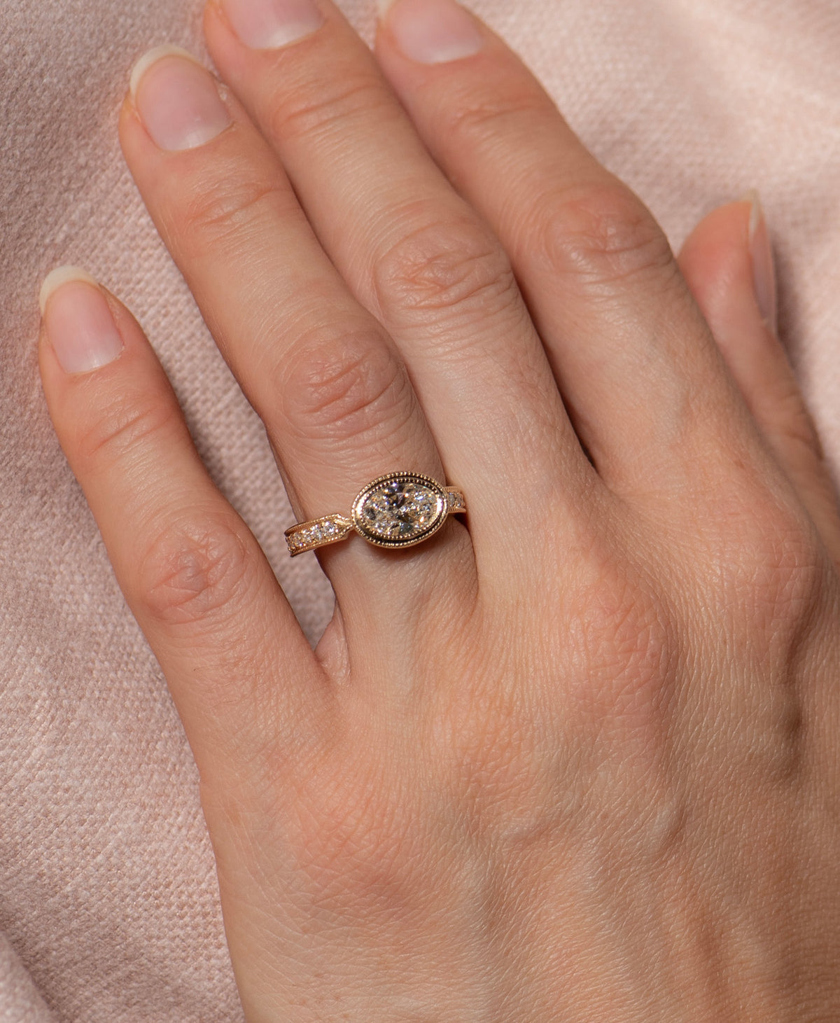 Elide Engagement Ring - 18k Yellow Gold, Oval Cut Lab Grown Diamond 1.0 carat