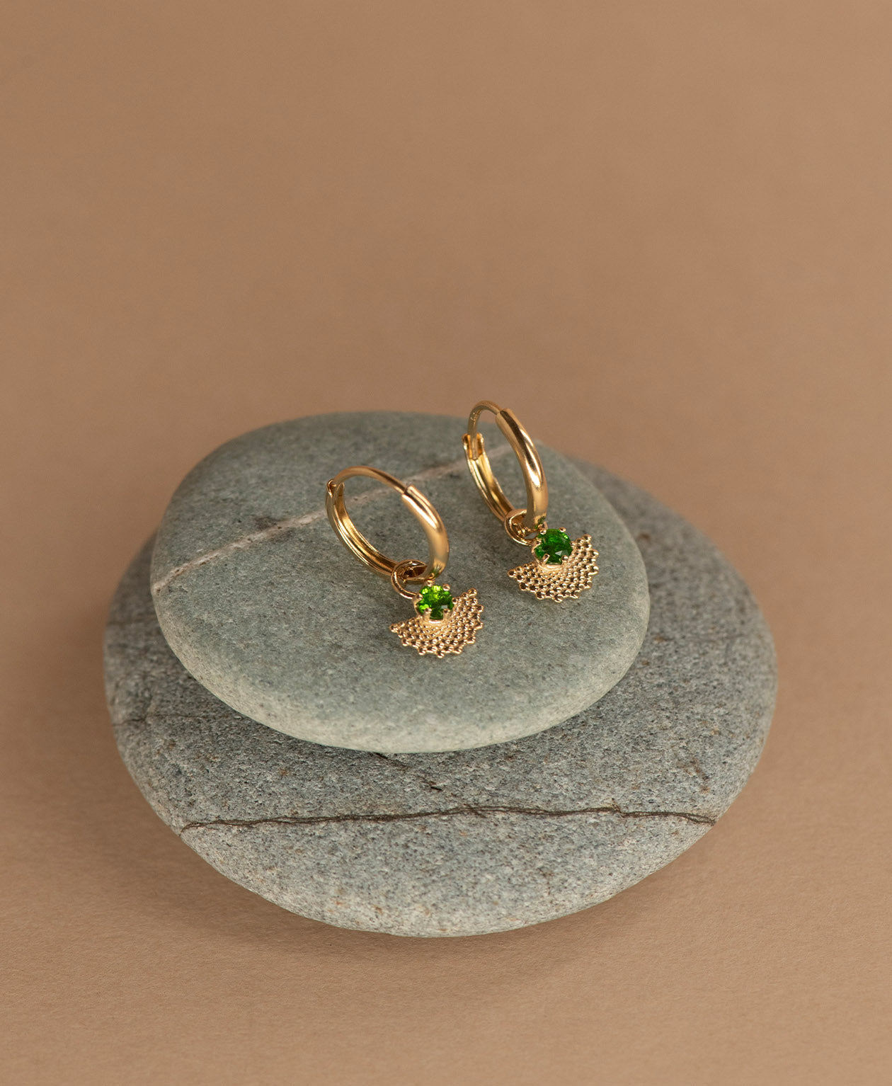 Eos Earrings - 22k Gold Vermeil, Chrome Diopside