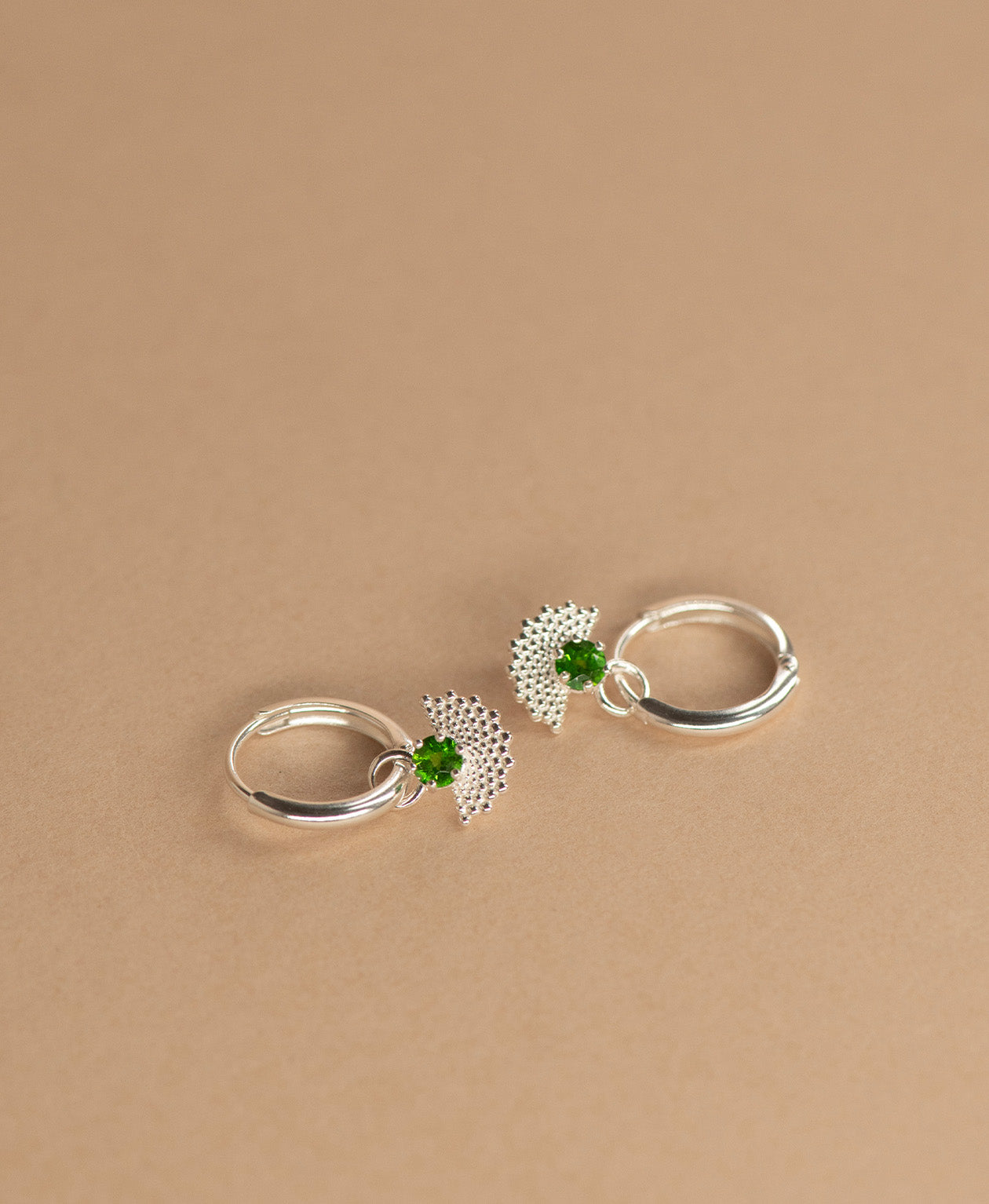 Eos Earrings - 925 Sterling Silver, Chrome Diopside