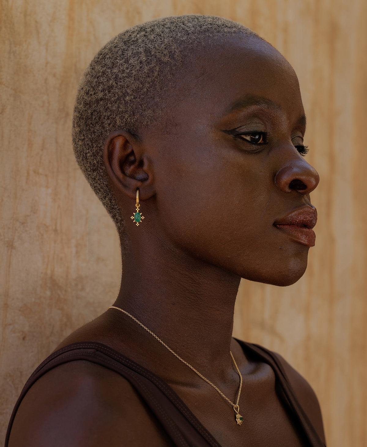 Farah Hoops - 22k Gold Vermeil, Emerald