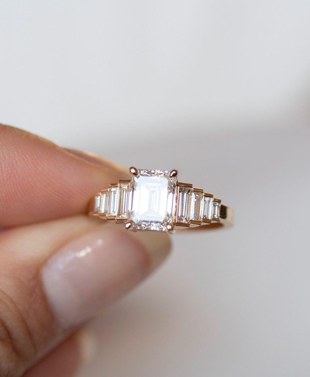 Fides Engagement Ring - 18k Yellow Gold, Emerald Cut Diamond 2.0 carat