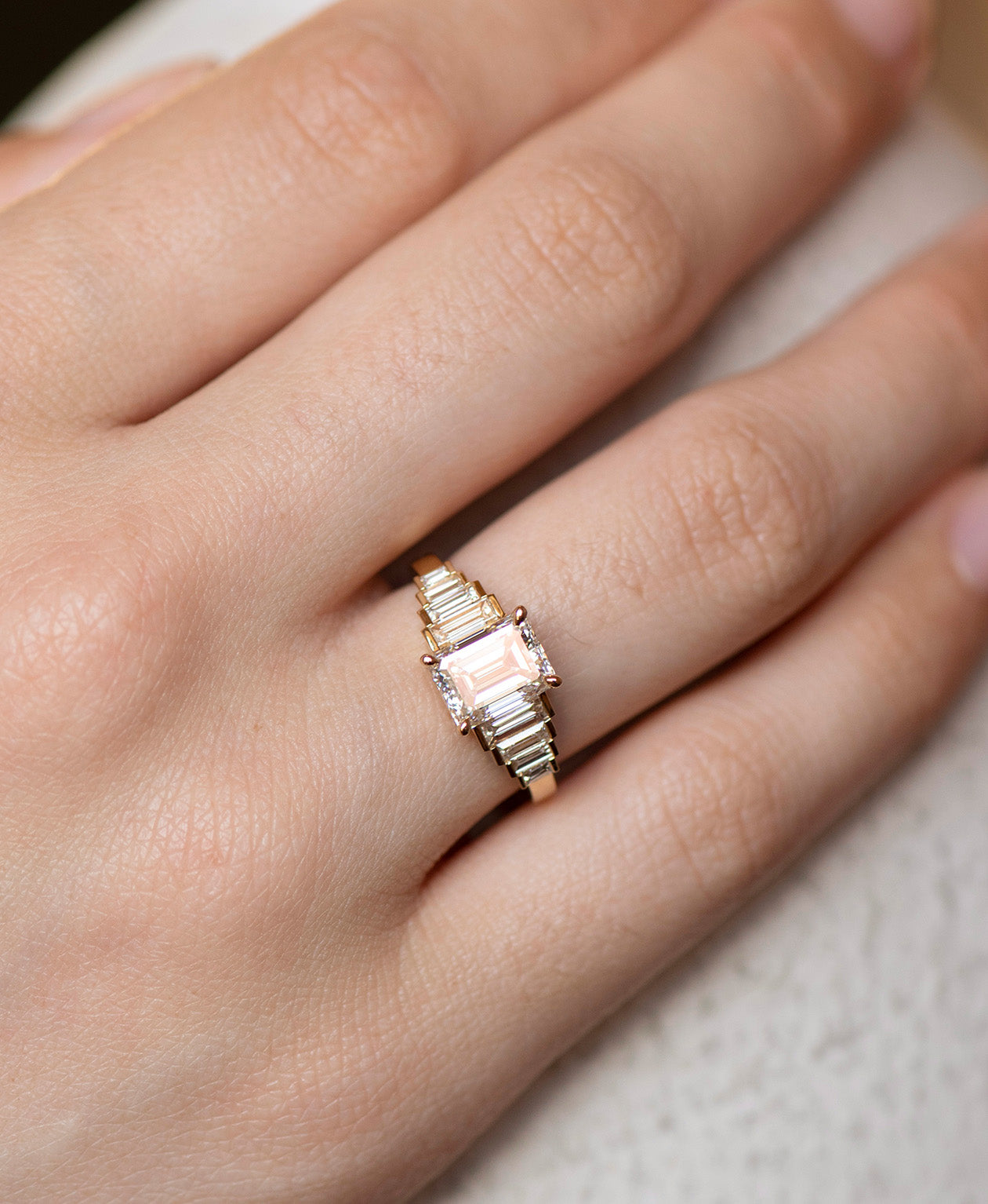 Fides Engagement Ring - 18k Yellow Gold, Emerald Cut Diamond 2.0 carat