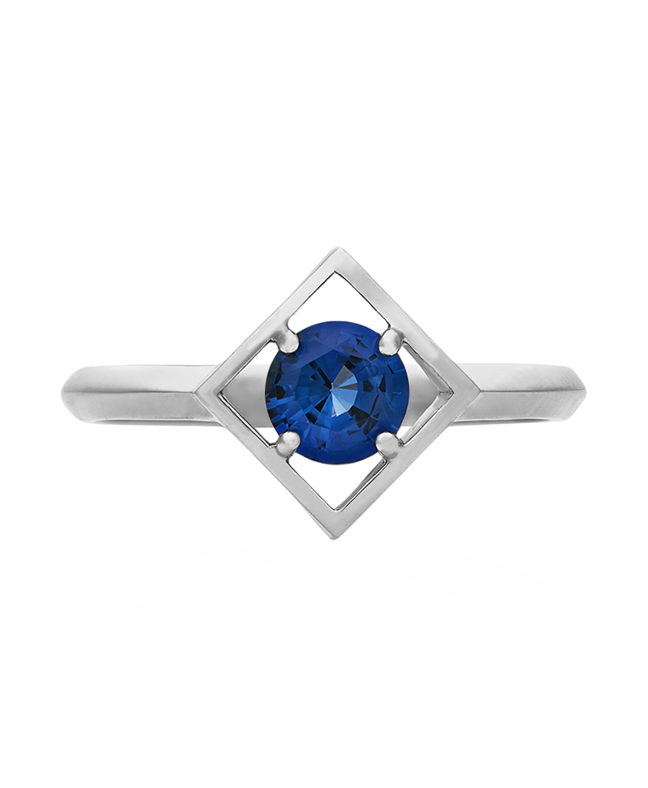 Freya Engagement Ring - Platinum, Round Mixed Cut Blue Sapphire 0.50 carat