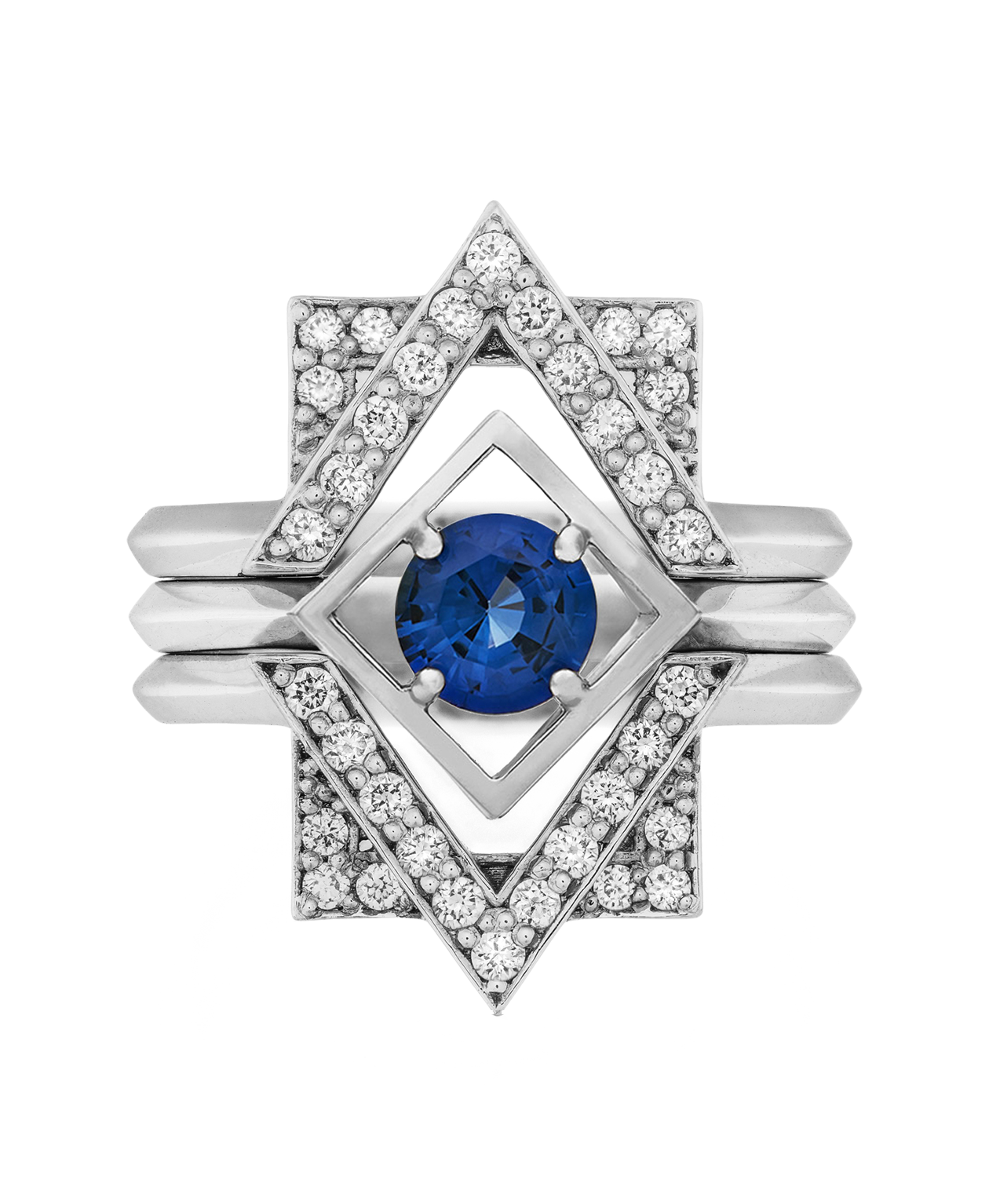 Freya Engagement Ring - Platinum, Round Mixed Cut Blue Sapphire 0.50 carat