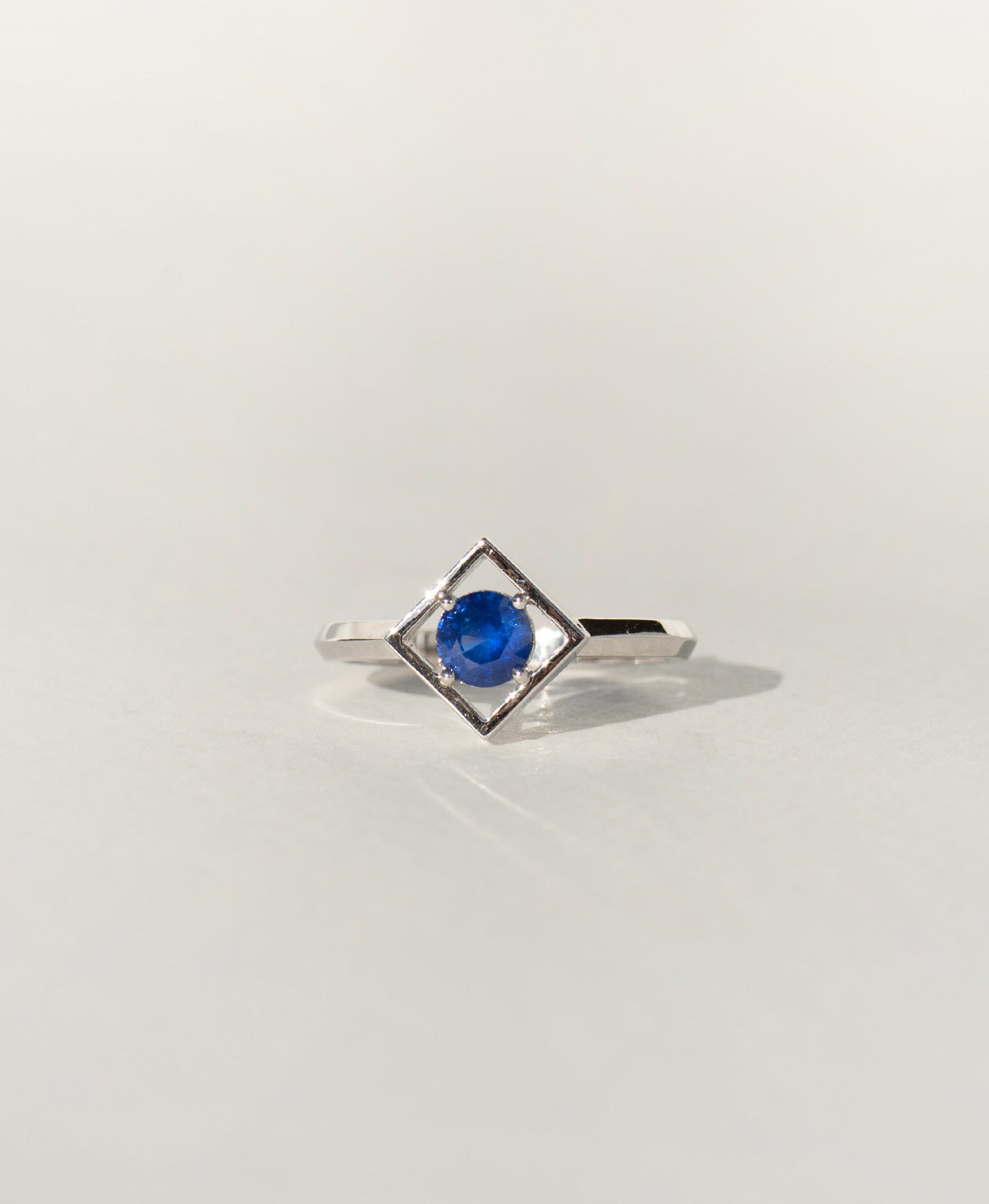 Freya Engagement Ring - Platinum, Round Mixed Cut Blue Sapphire 0.50 carat