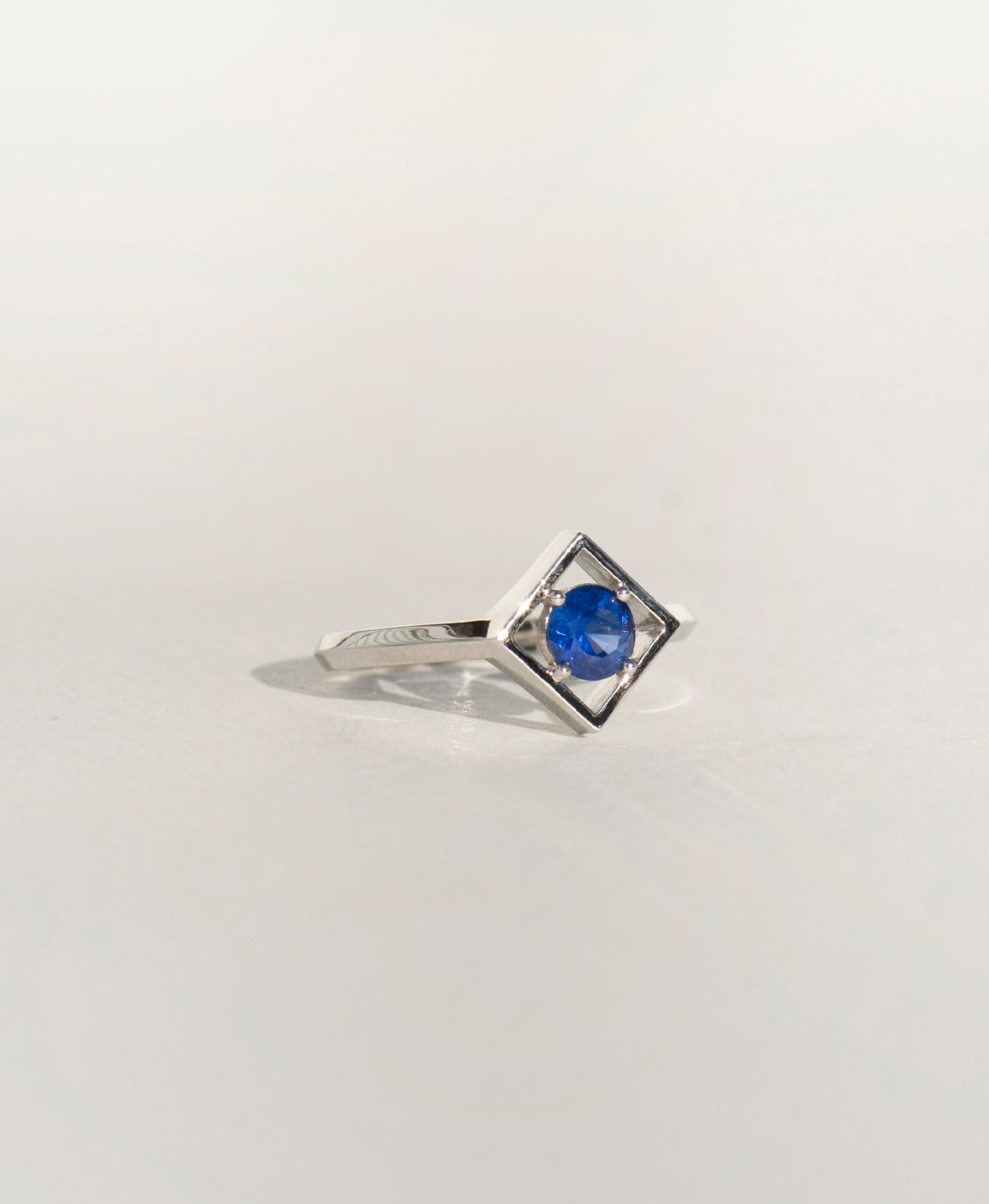 Freya Engagement Ring - Platinum, Round Mixed Cut Blue Sapphire 0.50 carat