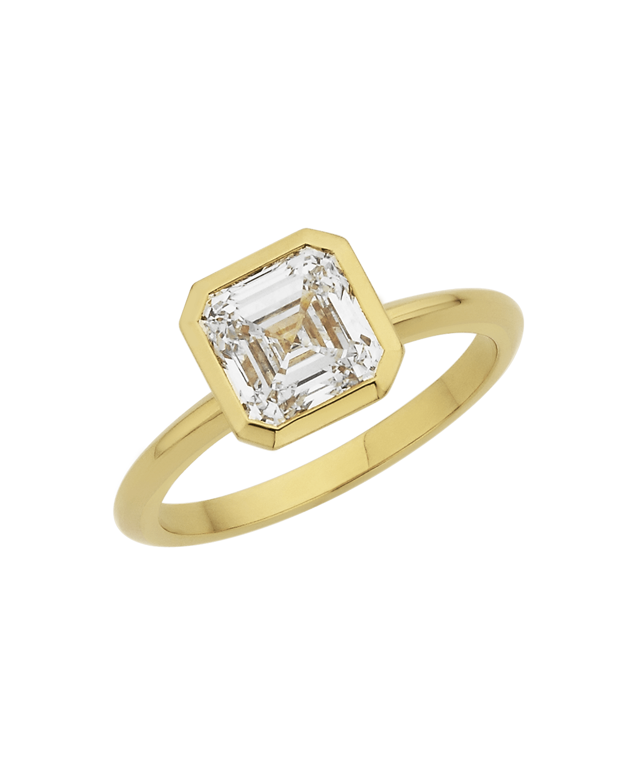 Frida Engagement Ring - 18k Yellow Gold, Asscher Cut Lab Grown Diamond 2.0 carat