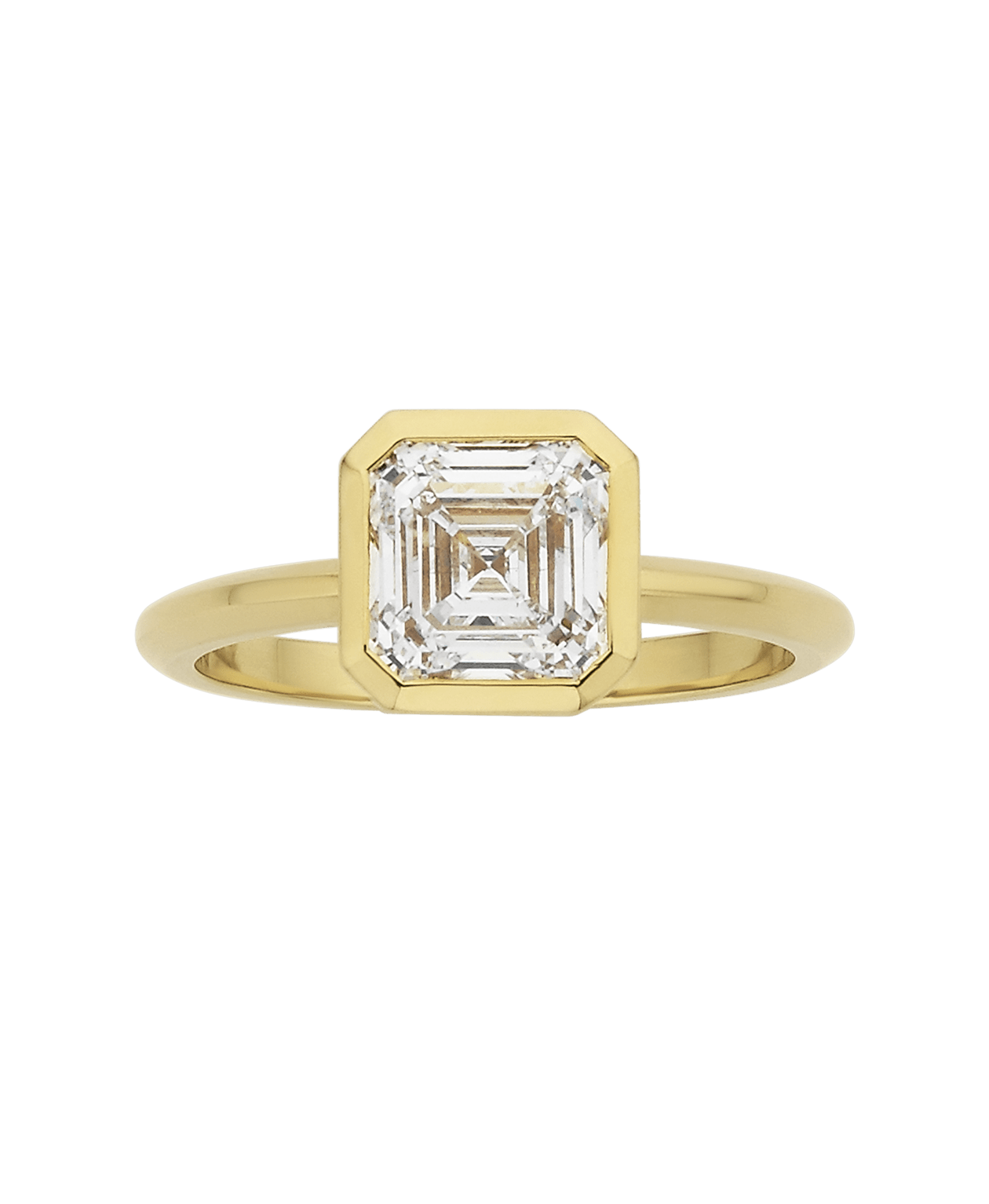 Frida Engagement Ring - 18k Yellow Gold, Asscher Cut Lab Grown Diamond 2.0 carat