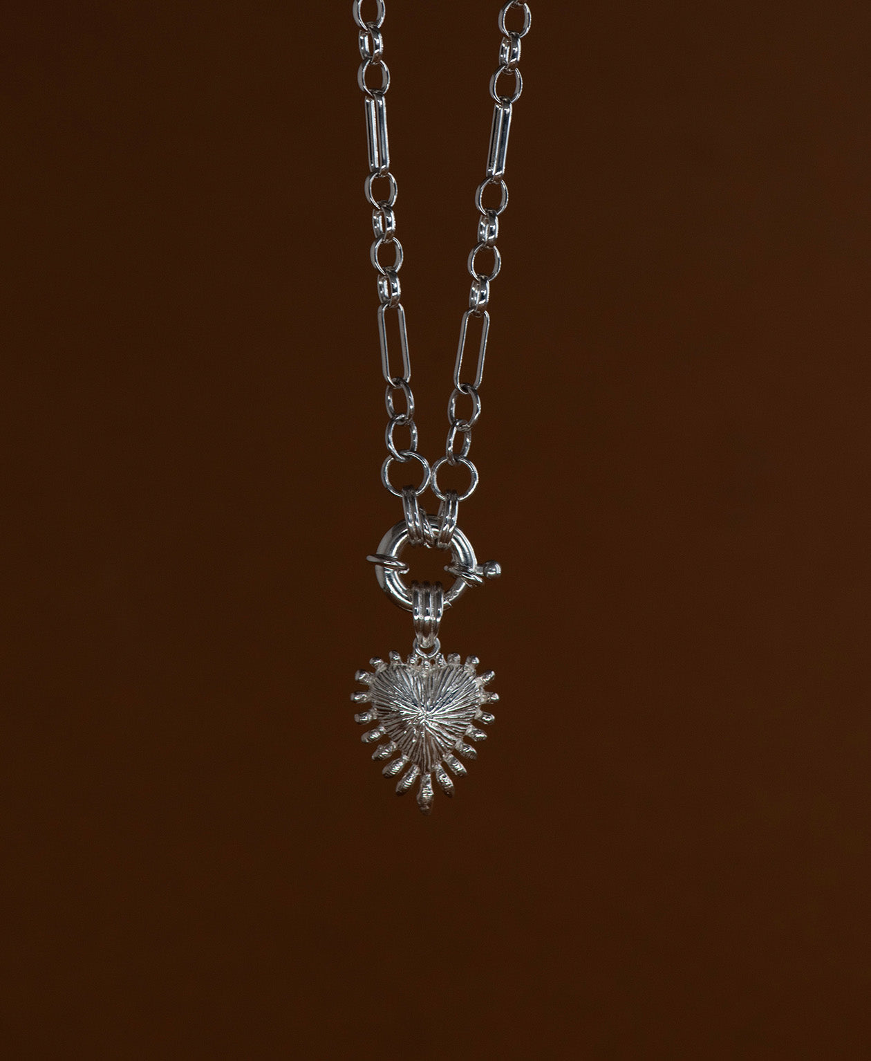 Heart Rays Charm - 925 Sterling Silver