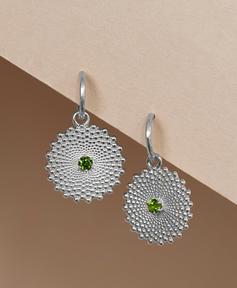 Helios Earrings - 925 Sterling Silver, Chrome Diopside