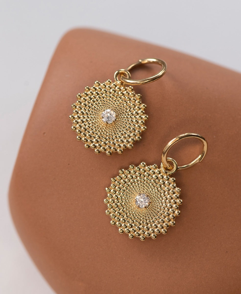 Helios Earrings - 22k Gold Vermeil, White Zircon