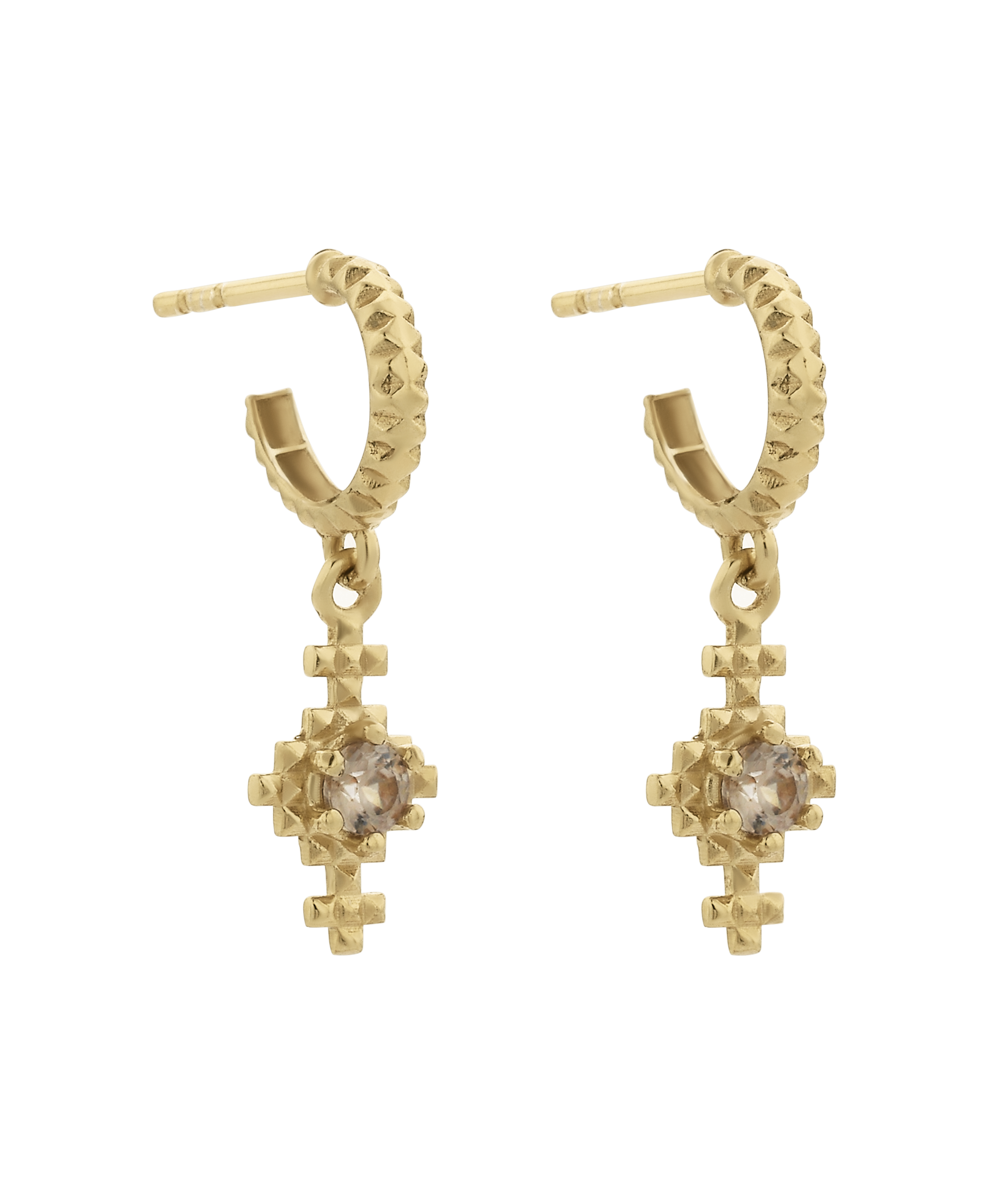 Indie Hoops - 22k Gold Vermeil, Peach Zircon